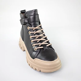 Ботинки женские кожа байка 592916 Черные фото 2