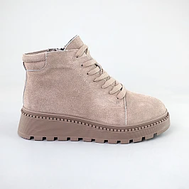 Черевики жіночі замш на хутрі 593170 Сірі фото 1