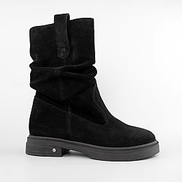 Черевики жіночі замшеві хутро 592650 Чорні розпродаж фото 1