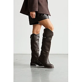 Чоботи шкіряні утеплені 593184 Коричневі фото 2