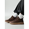 Черевики чоловічі шкіряні нубук на хутрі 593017 Коричневі розпродаж