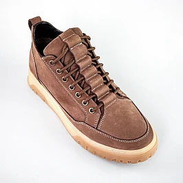 Черевики чоловічі шкіряні нубук на хутрі 593017 Коричневі розпродаж фото 2