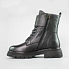Ботинки женские шкіряні на байке 593327 Черные распродажа