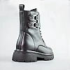 Ботинки женские шкіряні на байке 593327 Черные распродажа