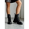Ботинки женские шкіряні на байке 593327 Черные распродажа