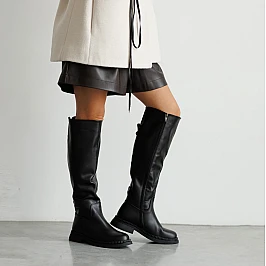 Чоботи жіночі шкіряні хутро 592735 Чорні фото 1