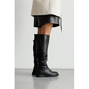 Чоботи жіночі шкіряні хутро 592735 Чорні фото 2