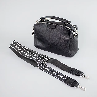 Небольшая женская сумка кросс-боди из экокожи 593214 Черная фото 2