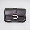 Шкіряна сумочка багет 591886 Чорна