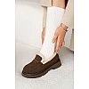 Лоферы женские замшевые на меху 593386 Коричневый распродажа