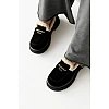 Лоферы женские замшевые на меху 593385 Черные распродажа