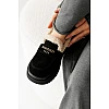 Лоферы женские замшевые на меху 593385 Черные распродажа