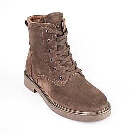 Черевики жіночі замшеві на хутрі 592695 Коричневі розпродаж фото 2