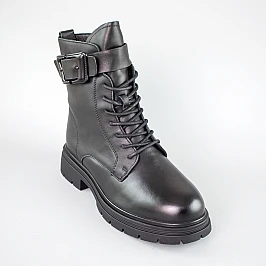 Ботинки кожаные мех 593473 Черные распродажа фото 2