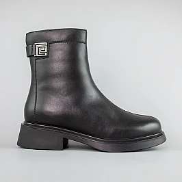 Черевики жіночі шкіряні на хутрі 593470 Чорні фото 1