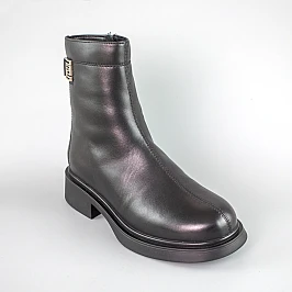 Черевики жіночі шкіряні на хутрі 593470 Чорні фото 2