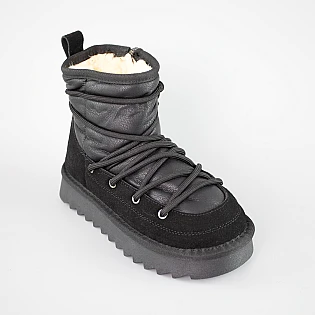 Угги дитячі шкіряні хутро 593490 Чорні  фото 2