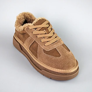 Кеди жіночі замшеві на хутрі 593467 Бежеві фото 2