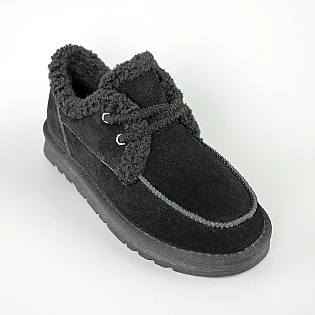 Кеди жіночі замшеві низькі на хутрі 593530 Чорні фото 2