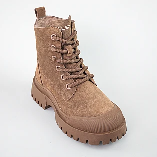 Черевики жіночі замш на хутрі 593563 Коричневі  фото 2