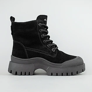 Черевики жіночі замш на хутрі 593562 Чорні фото 1