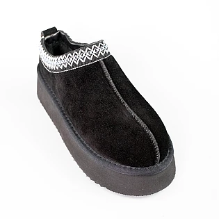 Угги женские замшевые низкие мех 593598 Черные фото 2