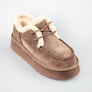 Угги женские замшевые высокие мех 593602 Коричневый фото 2