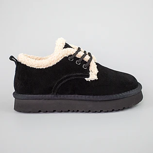 Кеди жіночі замшеві низькі на хутрі 593597 Чорні  фото 1