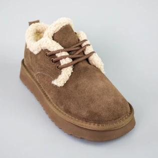 Кеди жіночі замшеві низькі на хутрі 593596 Коричневі фото 2