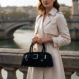 Сумочка из эко замши 593611 Черная фото 1