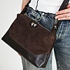 Кожаная женская замшевая сумка 592779 Шоколадная