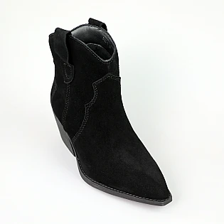 Ботинки казаки женские замшевые байка 593921 Черные фото 2