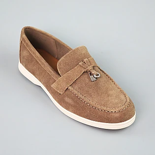 Лоферы женские замшевые 593919 Коричневые фото 2