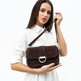 Сумочка багет замша 593968 Темно-кофейный. фото 1