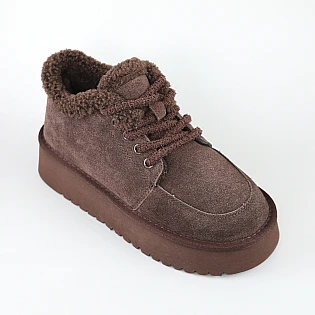 Угги жіночі замшеві хутро 594024 Коричневі фото 2