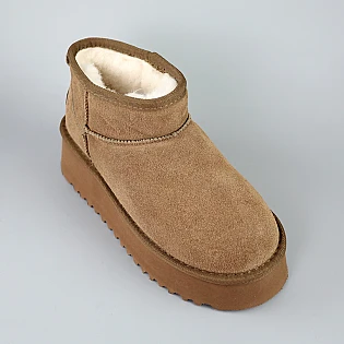 Угги жіночі замшеві хутро 594036 Бежеві фото 2