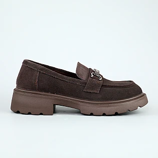 Лоферы женские замшевые 594035 Коричневые