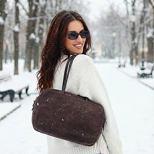 Сумка женская замш 594047 Коричневая.