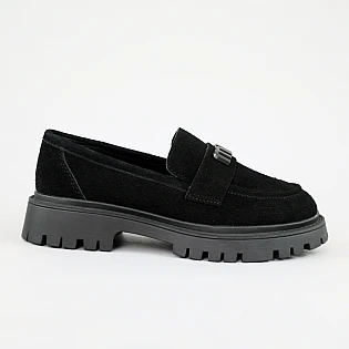 Лоферы женские замшевые 594055 Черные