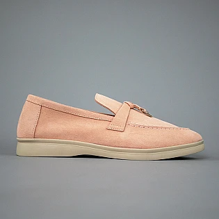 Лоферы женские замшевые 594028 Пудровые фото 1