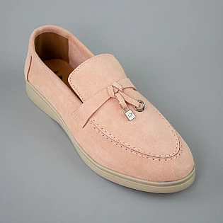 Лоферы женские замшевые 594028 Пудровые фото 2