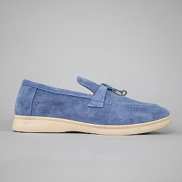 Лоферы женские замшевые 594051 Голубые фото 1