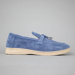 Лоферы женские замшевые 594051 Голубые фото 1