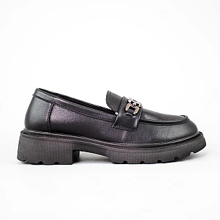 Лоферы женские кожа 594103 Черные фото 1