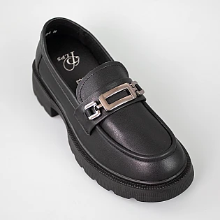 Лоферы женские кожа 594103 Черные фото 2