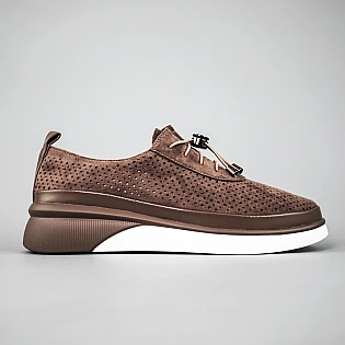 Мокасини жіночі замшеві з перфорацією 594085 Коричневі фото 1