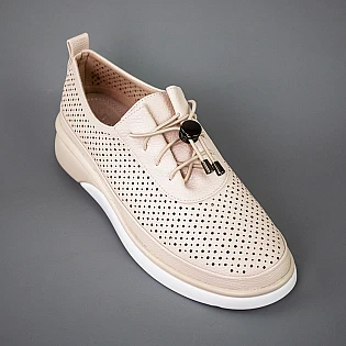 Мокасини жіночі з перфорацією 594087 Кремові фото 2