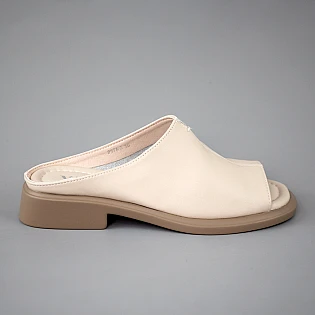 Шлепанцы женские кожа 594314 Бежевые фото 1