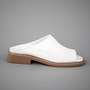 Шлепанцы женские кожа 594313 Белые фото 1