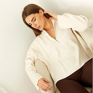 Свитер женский 594410 Молочный фото 1